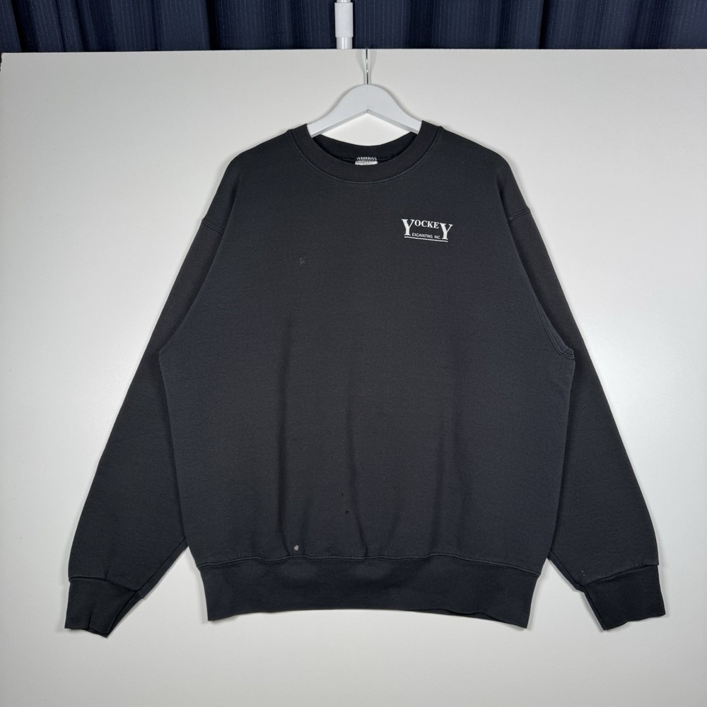 + Vintage 90s Sweatshirt Black Blank Men's XL - YOCKEY Excavating, Inc.